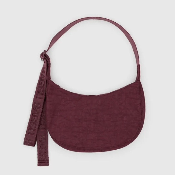 BAGGU Handbags - BAGGU Small Crescent Bag- Mahogany - Monochrome Nylon Burgundy Red